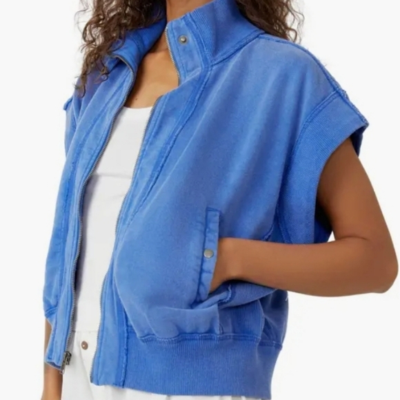 Free People Tolly Cotton Fleece Short Sleeve Jacket - Picture 2 of 5